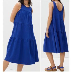 Everlane Blue The Weekend Tiered Sleeveless Midi Dress Size M